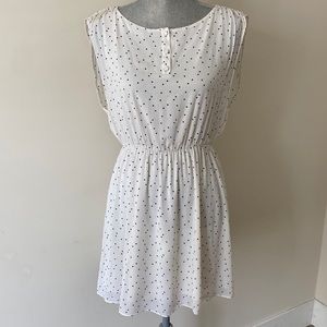 Twee Silk Polka Dot Sleeveless Minidress White & Black Size Medium